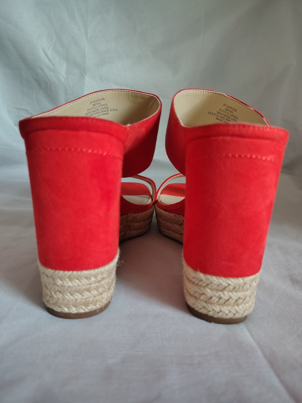 Jessica Simpson Saphita Coral Red Platform Espadrille Wedge Sandals Women's 8M - Picture 4 of 11